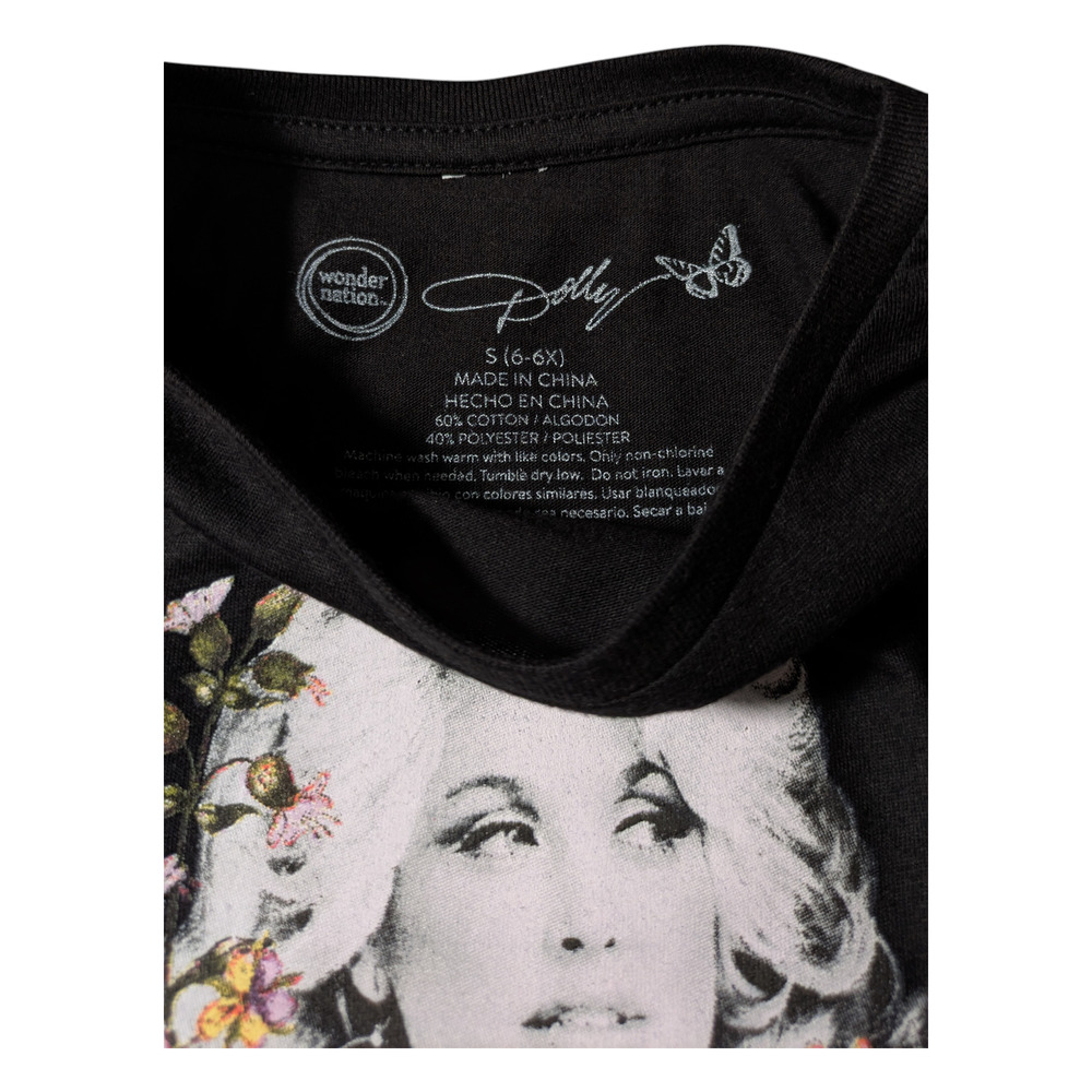 Wonder Nation - Girls Graphic Shirt Dolly Parton W/Floral Accents Size S 6-6x - Picture 3 of 6
